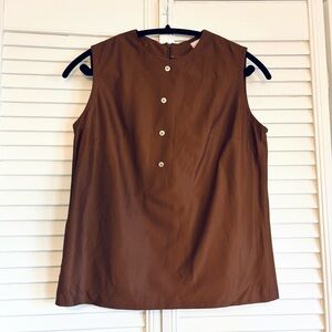 Vintage 60s 70s Sportswear by Gurian Brown Sleeveless Sleeveless Top Blouse